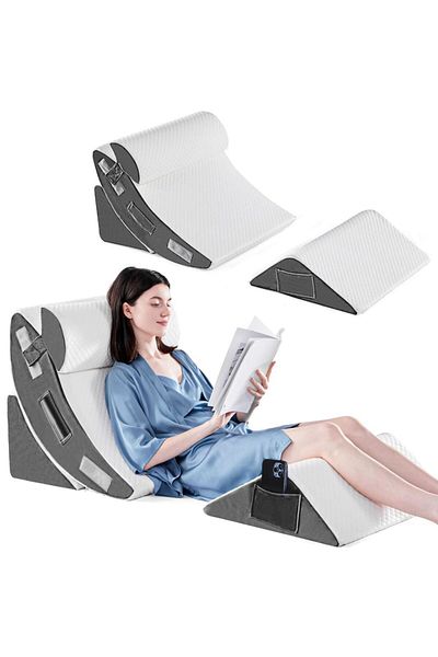 Linomag ® Set 4 Orthopedic Memory Foam Pillows, Adjustable, Support Back/neck/leg, Washable Cover