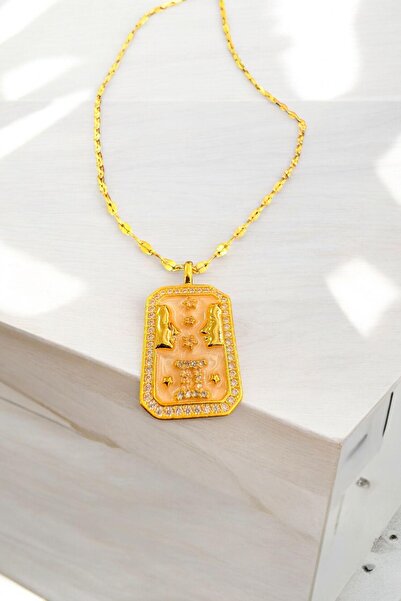 Raneel Kazançlı Alışveriş Gemini Zodiac Sign Gold Color Plated Steel Necklace...
