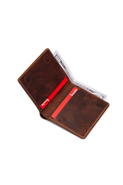 Niki Leather Fargo Genuine Real Leather Crazy Tan Wallet with Coin Compartment, Card Holder and Magnet Closure