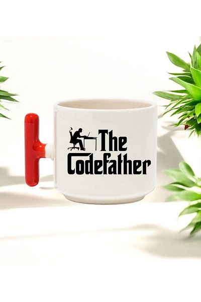 BB TRADE The Codefather Designed Red t Handle Ceramic Printed Mug Cup 250 ml