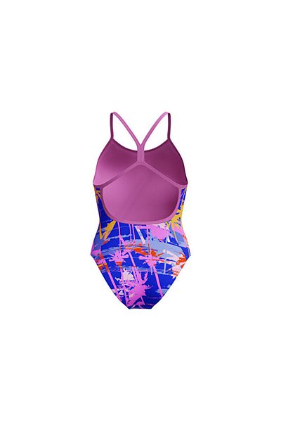 SPEEDO Costum de baie pentru fete SPEEDO ALOV DIGI VBK 1PC JF BLUE/PINK 8-1284618199 Albastru