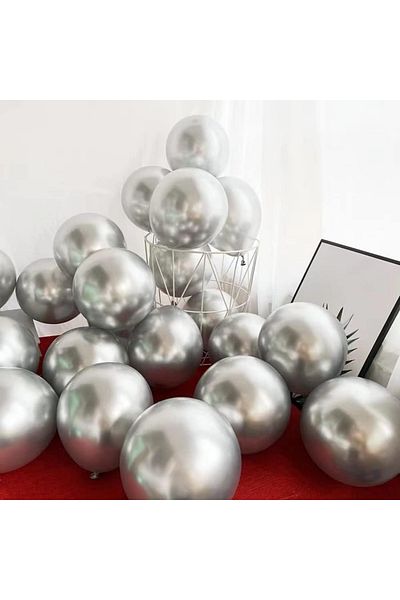 ELGALA Balloon Shiny Metallic Helium Balloon 10 Pieces Silver Color