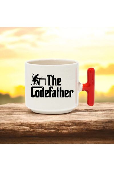 BB TRADE The Codefather Designed Red t Handle Ceramic Printed Mug Cup 250 ml