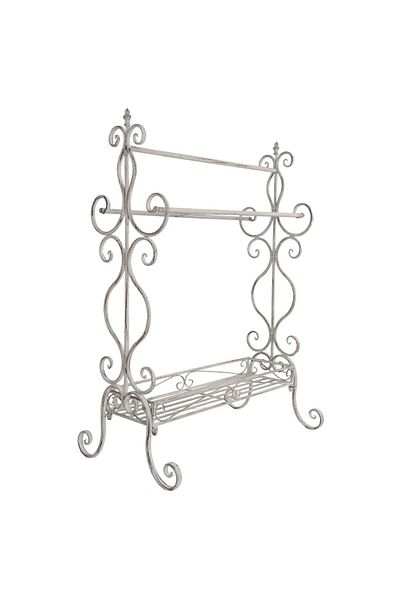 Clayre & Eef Suport prosoape Elisabeth, Clayre & Eef, fier forjat, alb antic, 65 cm x 40 cm x 92 h