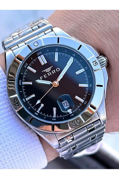 FERRO Steel Cord Engagement and Groom Watch 2 Years Warranty 3 Atm Water Resistant Men Wristwatch 43017A4