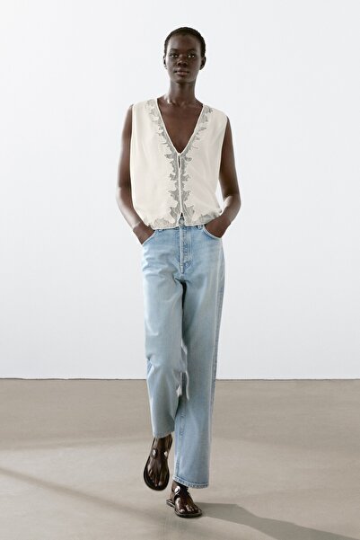 Massimo Dutti Dantel detaylı dökümlü bluz