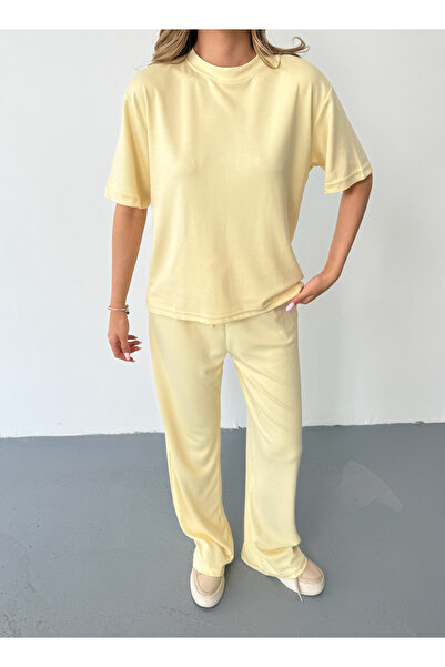 BEJNA Női sárga modális rövid ujjú, puha tapintású sportkészlet