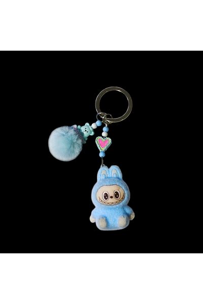 Acousticworld Cute Monsters Labubu Furry Keychain Blue
