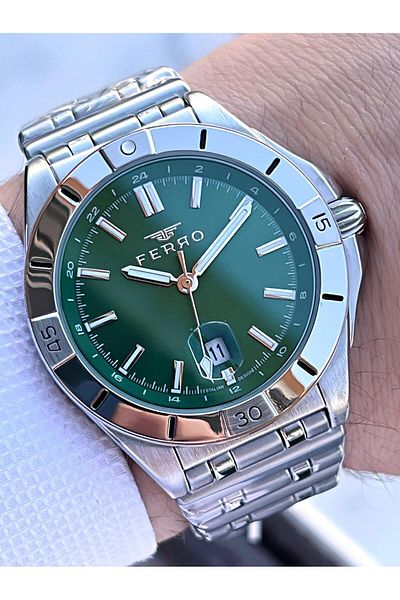 FERRO Steel Cord Engagement and Groom Watch 2 Years Warranty 3 Atm Water Resistant Men Wristwatch 43017A3