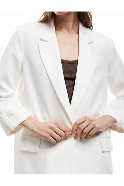 Koton New Season Modal Fabric Blended Long Sleeve Pocket Detailed Double Breasted Blazer Jacket