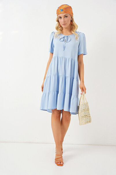 Bigdart Rochie scurtă cu mânecă scurtă pentru femei 2554 - albastru