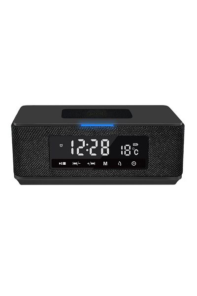 Platinet Platinet 44799 speaker, 10W, Bluetooth v4.2, Qi charging, Clock, USB, microSD, FM, 3600 mAh battery, black