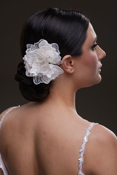 Hayalperest boncuk Double Romantic Tulle and Flower Hair Clips
