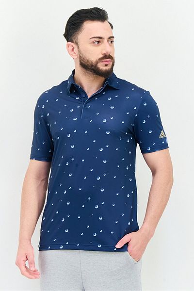 adidas Men Sportswear Fit Short Sleeve All Over Print Golf Polo Shirt, Multicolor