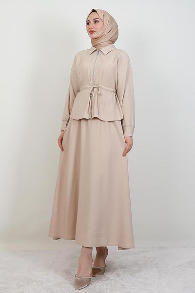 giz astore Zippered Skirt Suit Cream