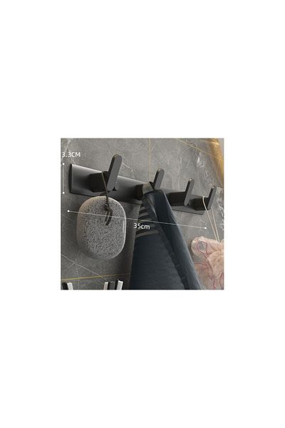 Calivita Suport de perete Livit, metal, negru, 4 cârlige, 35 cm