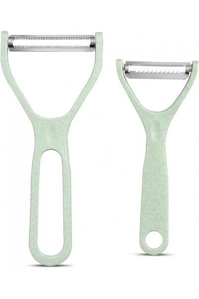 BYbrutek Set of 2 BYbrutek universal vegetable peelers, plastic/stainless steel, green/silver