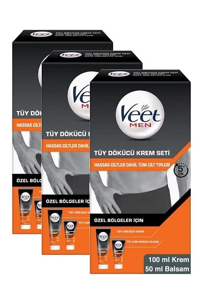 Veet Men Depilatory Cream Set 100 ml + 50 ml 3 Pieces