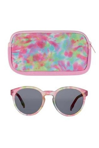 OEM Set Sunglasses with Colorful Tie Dye Frame, Black Lens & Tie Dye Case for Kids