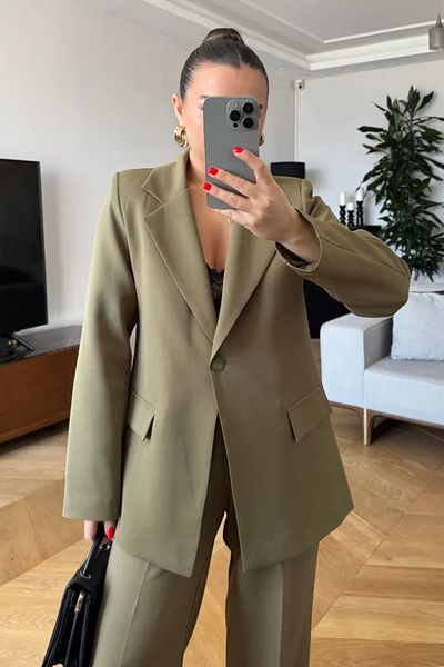 Tuba Butik Single Button Women's Jacket