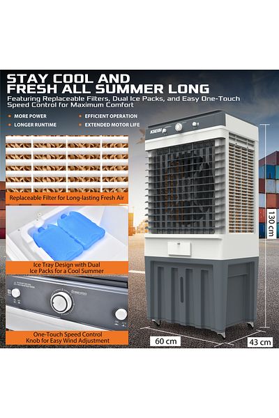 kseibi Air Cooler 250W with Continuous Autofill 80L Large Water Tank, portable Cooler Fan Indoor Outdoor