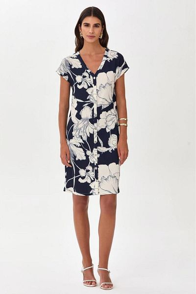 İKİLER V-Neck Low Sleeve Shirt Dress 025-2527