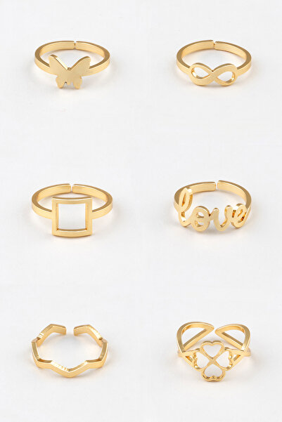 Sortie Aksesuar مجموعة من 6 حلقات من الفولاذ المقاوم للصدأ قابلة للتعديل مع أ...