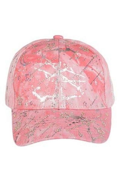 OEM Cotton Cap Pink Tie Dye with Silver Stars & Rhinestones for Kids