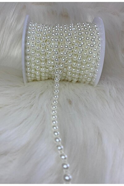 BİGÜMEX Krem Sıralı Yarım İnci Boncuk 8 MM-5 MT