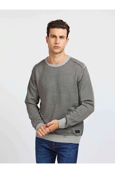 Guess M1Yr64Z2Uz0F9Ys Crew Neck Regular Fit Plain Gray Men's Sweater