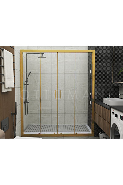 Ottoman Banyo & Duşkabin İKİ DUVAR ARASI ALTIN PROFİL ŞEFFAF CAM DUŞAKABİN h:190 150-200