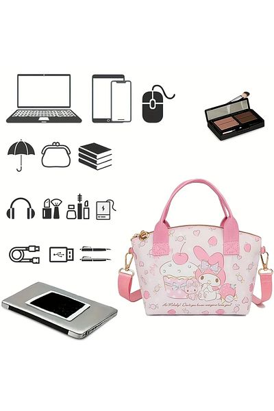 GlassySKY Geantă tote ușoară cu fermoar Hello Kitty Figured cu curea de umăr Cadou