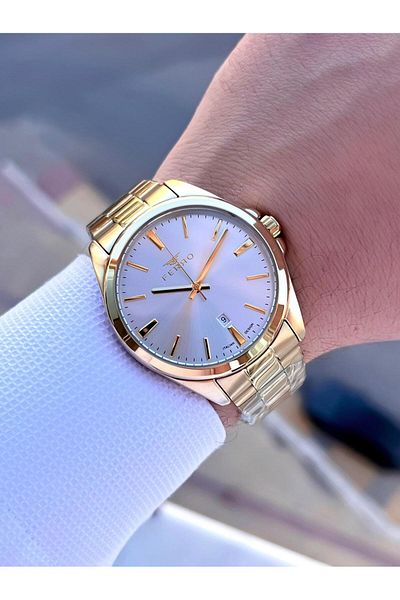 FERRO Steel Cord Engagement and Groom Watch 2 Years Warranty 3 Atm Water Resistant Men Wristwatch 11551A6