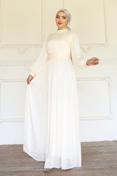 Olcay Yoryo hedvábné večerní šaty s detailním zavazováním v pase, slonovinová kůže 1225