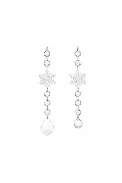 Decorer Σετ 2 διαφανών πλαστικών διακοσμητικών χιονιού 5x26 εκ.