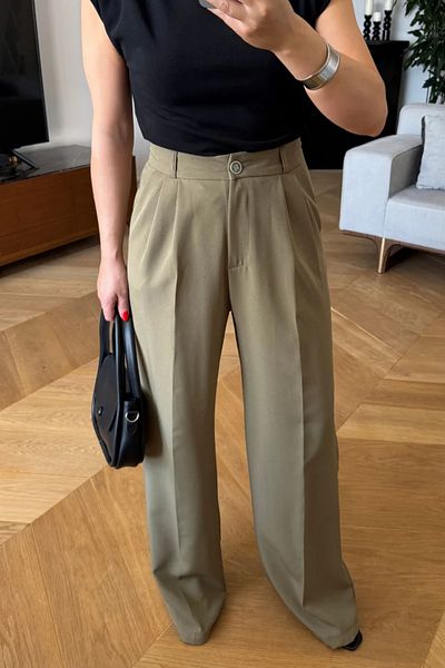 Tuba Butik High Waist Palazzo Women's Trousers