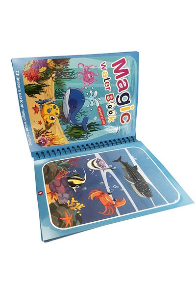 Linomag Carte de colorat cu apă magică, Linomag®, temă subacvatică, reutilizabilă, pentru copii de 3+ ani