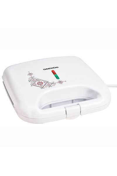 Daewoo Sandwich Maker Dsm25tr, 800 W, Non-stick Plates, Thermostat, Cooltouch, White