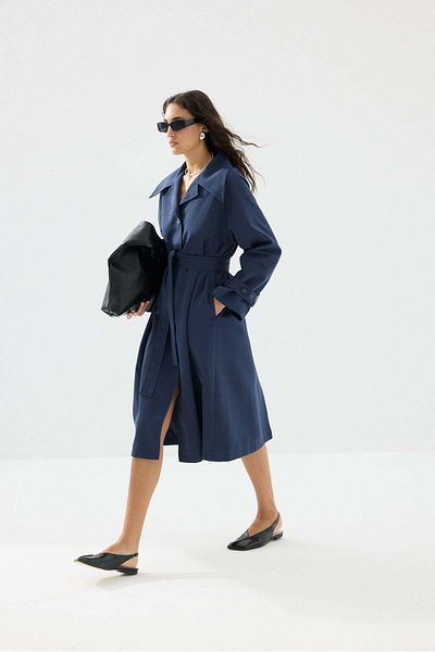 Tailors Room Trench Coat with Shawl Detail - Indigo