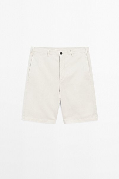 Massimo Dutti Hafif keten karışımlı bermuda şort