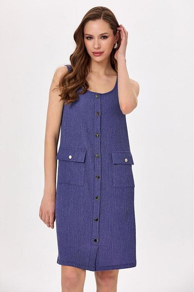 İKİLER Pocket Detailed Front Snap Sleeveless Dress 025-2524