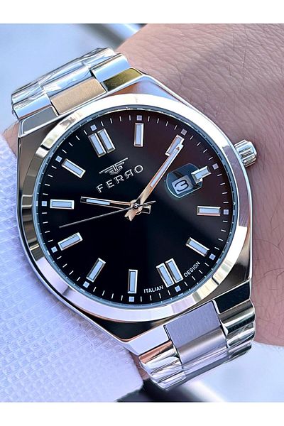 FERRO Steel Cord Engagement and Groom Watch 2 Years Warranty 3 Atm Water Resistant Men Wristwatch 11386-A