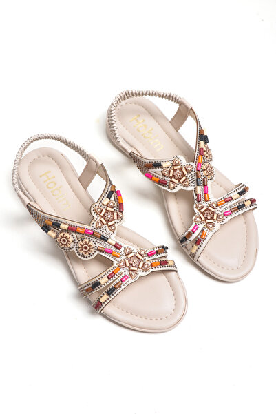 StWenn Beaded Stone Comfort Daily Stone Women's Sandals with Elastic Back
