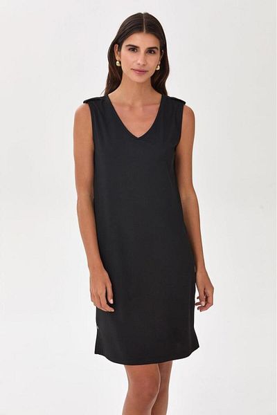 İKİLER V-Neck Skirt Snap Detail Dress 025-2519