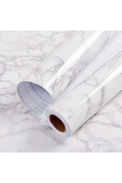 Skygo Mermer Desenli Yapışkanlı Folyo Sticker Masa Tezgah Duvar Kağıdı Su Geçirmez Folyo