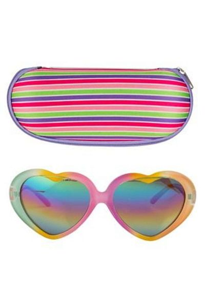 OEM Set Ochelari de Soare Color Tie Dye Rama Inima Lentile Oglinda & Husa cu Dungi pentru Copii