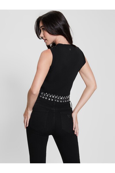Guess Polo Yaka Normal Siyah Kazak Kadın W4RR30Z37K0-JBLK