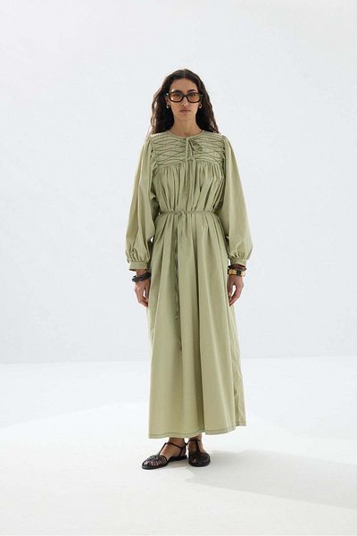 Tailors Room Embroidery Detailed Washable Dress - Green
