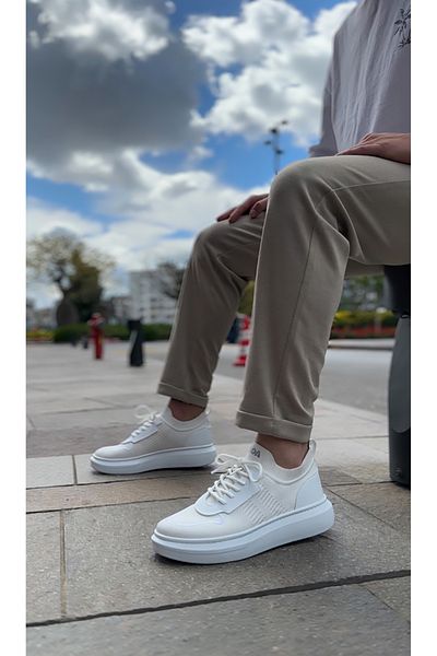 pabucmarketi Lace Detailed Knitwear Men's Sports Shoes White (White Sole)