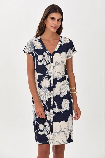 İKİLER V-Neck Low Sleeve Shirt Dress 025-2527